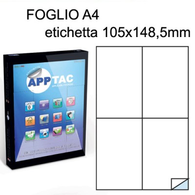 ETICHETTE ADESIVE A4 APPTAC F.TO 105X148 CF 100 FG