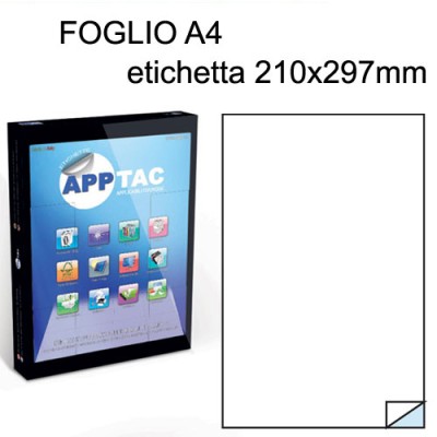 ETICHETTE ADESIVE A4 APPTAC F.TO 210X297 CF 100 FG