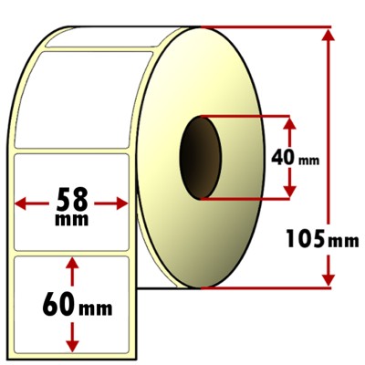 ROTOLO ETICHETTE TERMICHE ADESIVE F.TO 58X60MM