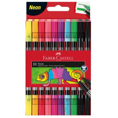 PENNARELLI BIPUNTA DA 10 PZ NEON FABER CASTELL