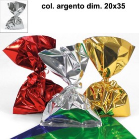 BUSTE REGALO PPL MET. 20X35 CF. DA 100 PZ ARGENTO