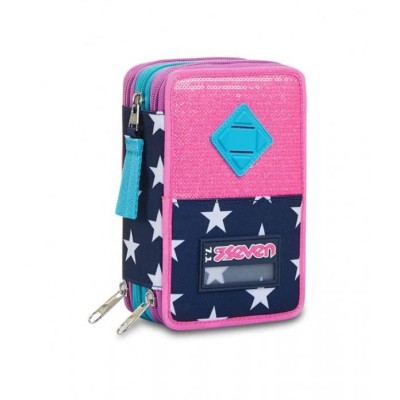 SEVEN ASTUCCIO 3 ZIP PINKING BLUE