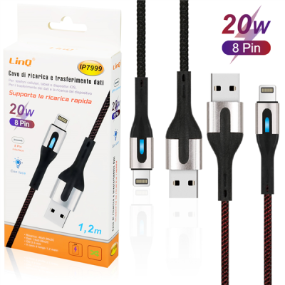 CAVO DI RICARICA E DATI  LIGHTNING LUMINOSO 1,2M