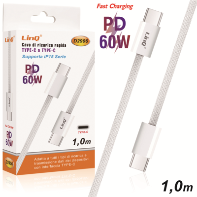 CAVO DI RICARICA E DATI TYPE-C A TYPE-C 60W 1 METR