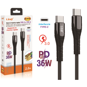 CAVO DI RICARICA E DATI TYPE-C 36W 2 METRI