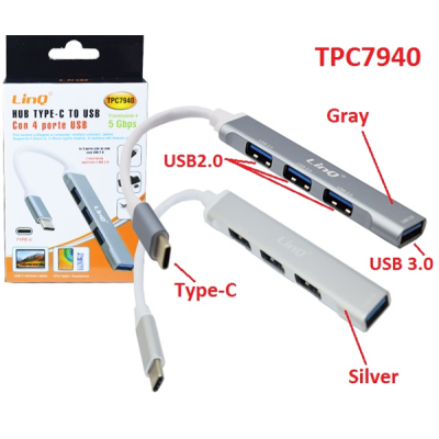 ADATTATORE HUB TYPE-C TO USB