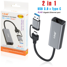 ADATTATORE DI RETE 2IN1 DA LAN A USB 3.0 - USB - C