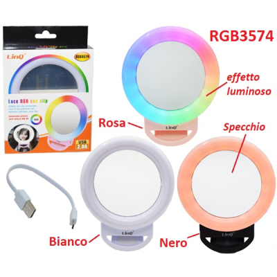 LUCE RGB CON SPECCHIO E CLIP